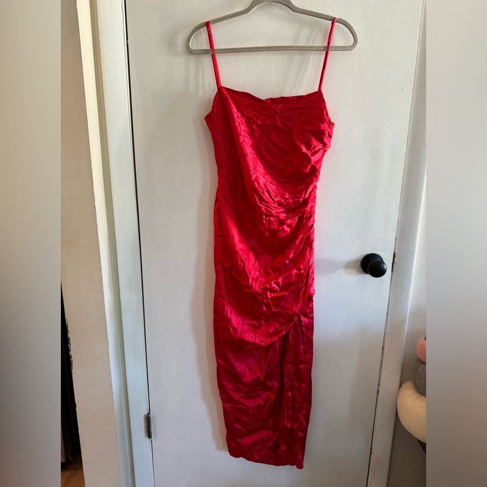 Meshki Claudette Satin Drape Midi Dress